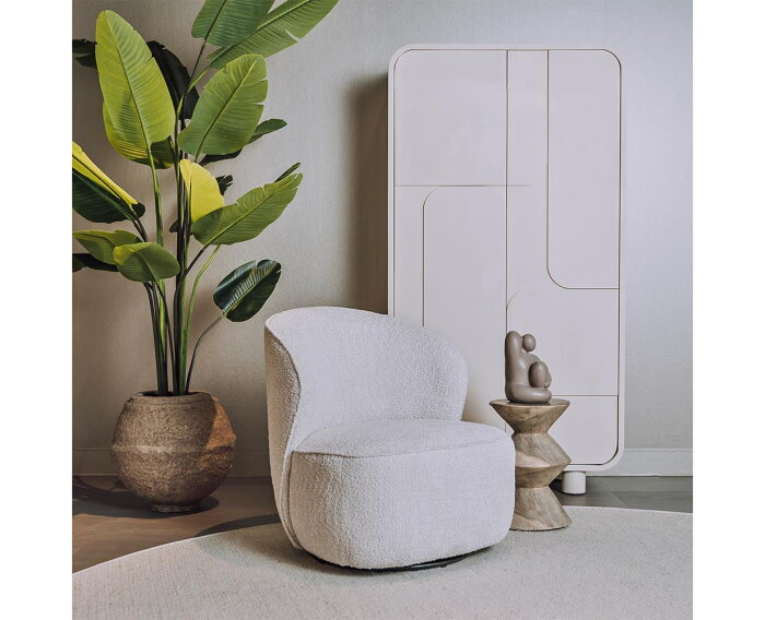 Belvi Fauteuil - fabric AJ3019-08 Cream (draaibaar)