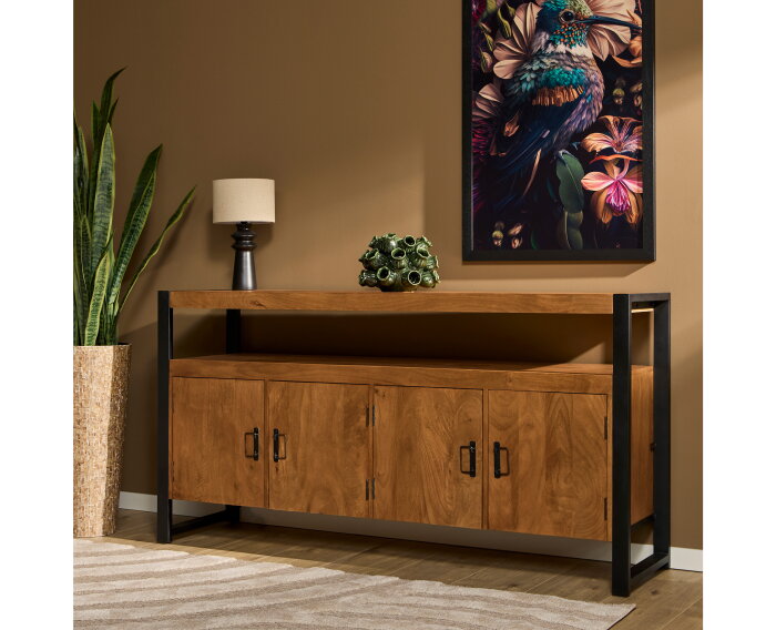 Dressoir Boaz 175 cm mango metaal - Naturel