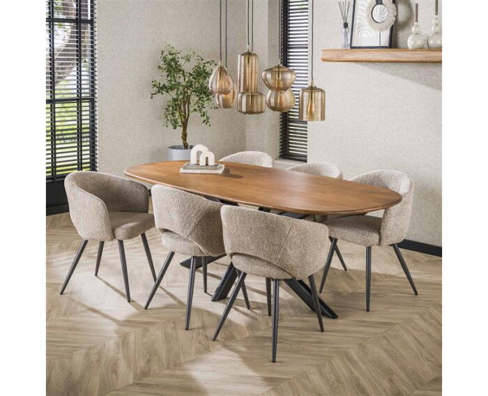 Hanglamp van 7 Lampen met Gestreept Glas Horizontaal - Amberkleurig glas
