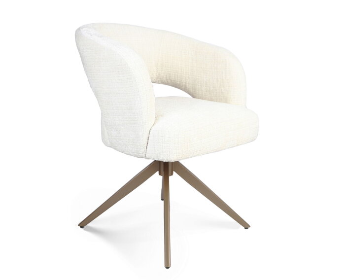 Eetkamerstoel Demi | Off White | Poot Bronze | Met armleuning
