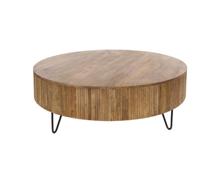 Salontafel Ø120 Wave - Massief mango zandkleur