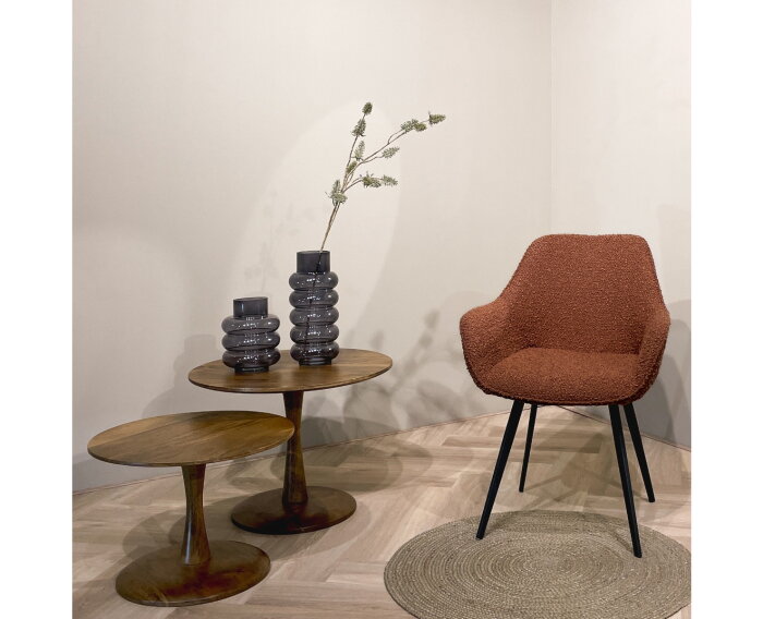 Eetkamerstoel Luca Boucle Leaf Brown | Livingfurn