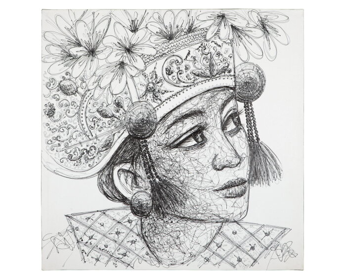 Wall Art Balinese girl Kadek,100x100 cm, Painting on canvas