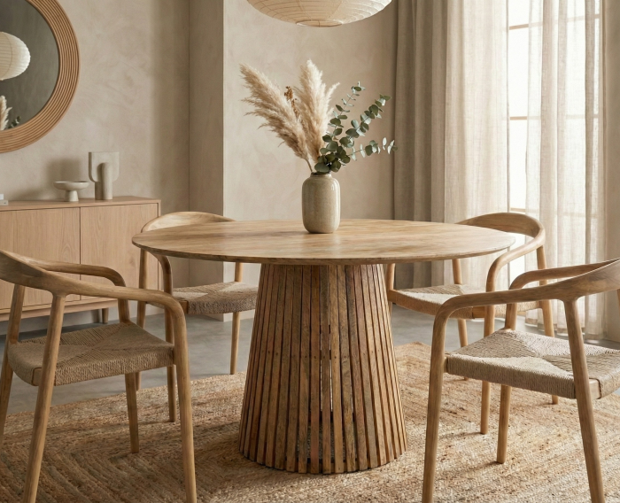 Eettafel Nara rond mangohout 150x150x76 cm - Naturel