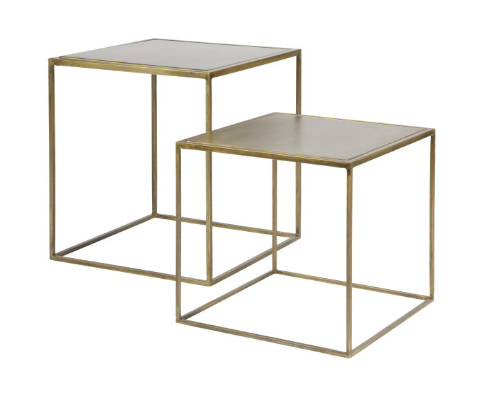 Set V 2 - Metallic Bijzettafels Vierkant Metaal Brass - BePureHome