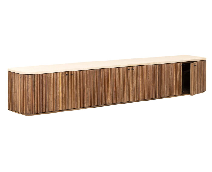Hanging TV stand Lagoon large,37x220x35 cm, teakwood + mortex