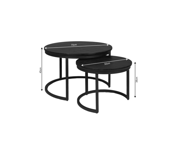 Salontafel Otik Black Oak | 70 cm | set van 2