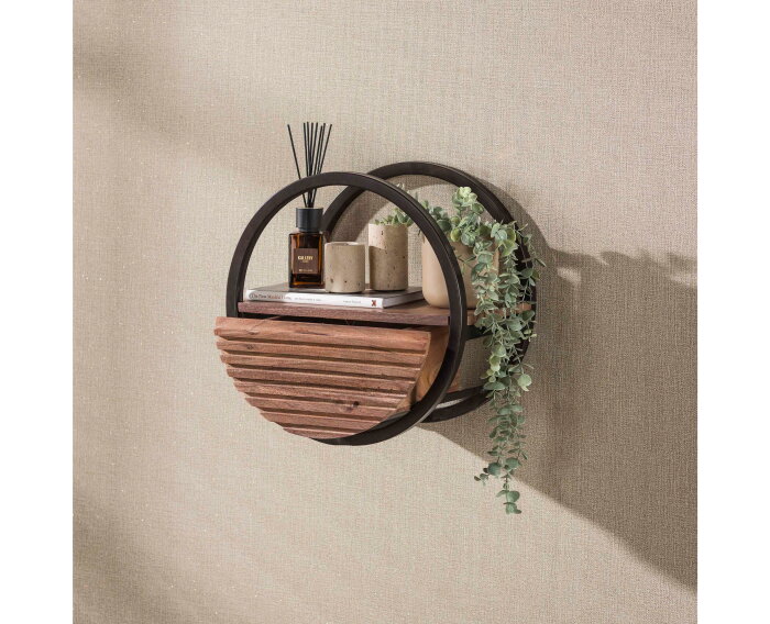 Wandschap Circular 1L &Oslash;40 - Massief acacia bruin