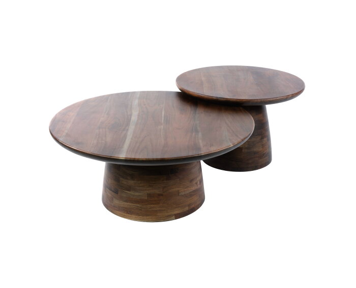 Salontafel Mova rond set/2 - Massief acacia bruin