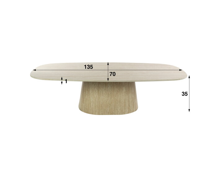 Salontafel Centurio Deens ovaal Travertin keramiek 135x70 cm - Beige