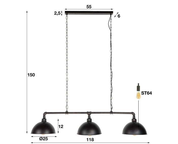 Hanglamp Ray Industrial Tube