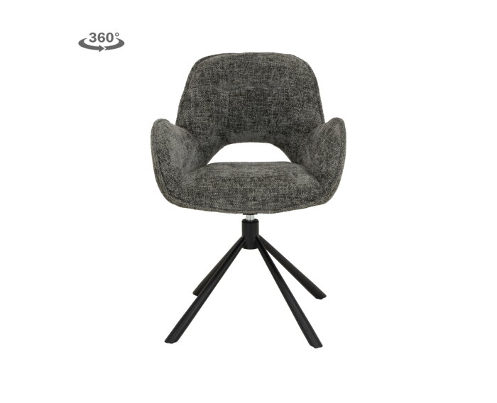 Isola Armstoel - fabric Haga 16 charcoal (draaibaar)