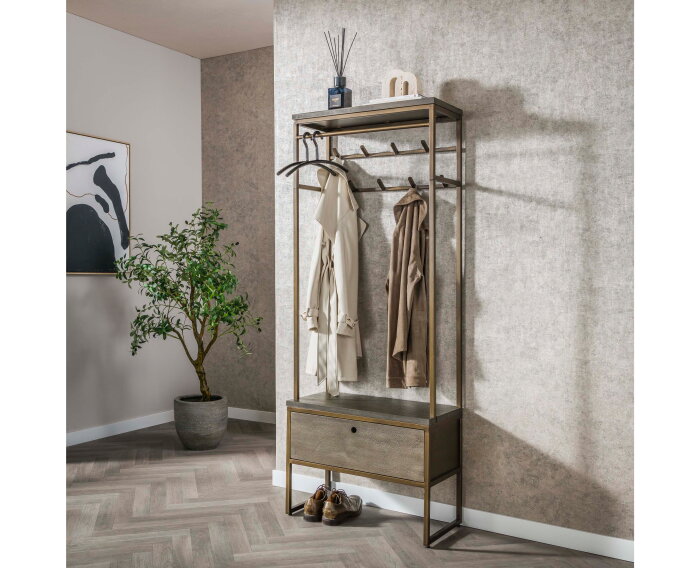 Garderobemeubel roede Ferro 8 haken - Brons antiek