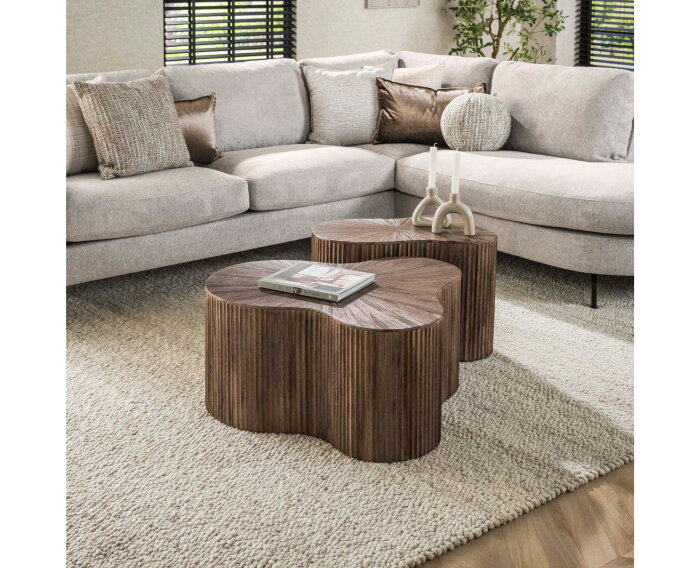 Salontafel Maya organisch set van 2 teak - Donkerbruin