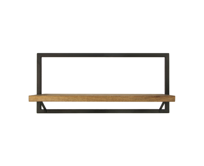 Wandplank Levels - 70x32 cm - mangohout/ijzer