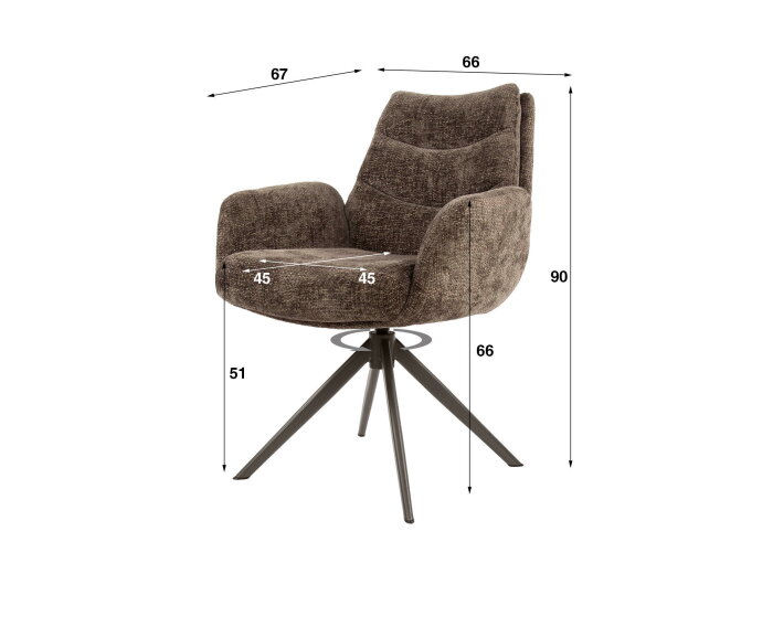 Armstoel Lounge draaibaar VPE2 - Hoven taupe-bruin