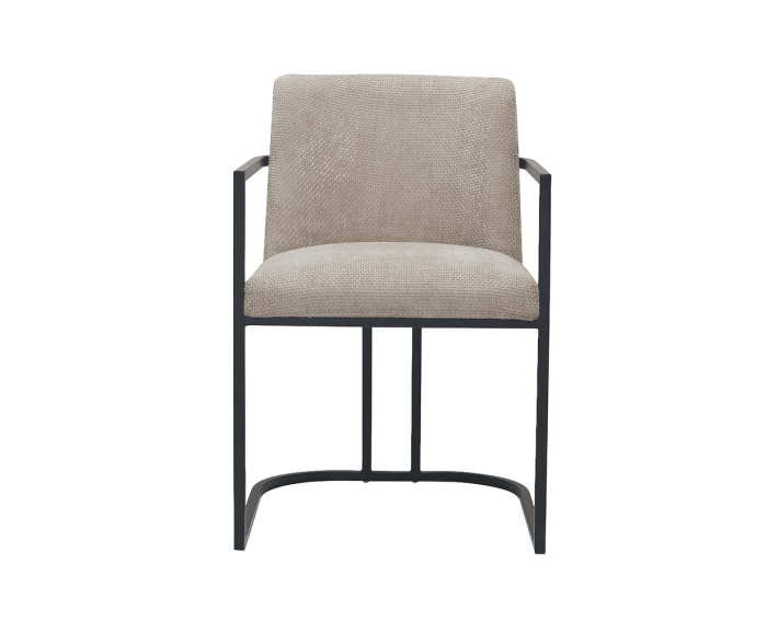 Tower Living Archi Eetkamerstoel met Armleuning &ndash; Japandi Stijl &ndash; Beige &ndash; 55x60x83 cm