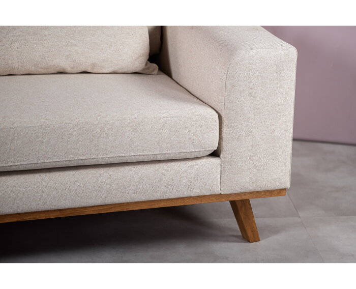 Hoekbank Elora Chaise Longue Links – Beige Stof – Houten Poten – 283 x 160 cm - By-Olaf