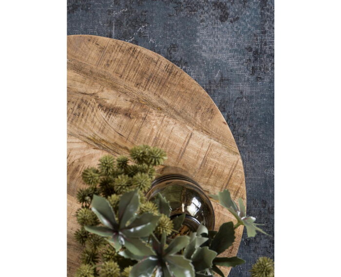 Salontafel Paras Rond mangohout 70x70x35 CM - Bijzettafel - Woonkamer - Duurzaam - Metaal - Naturel