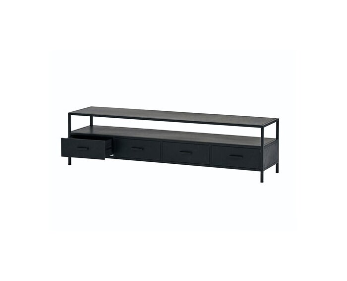 Tv meubel zwart staal 180cm | 3 lades