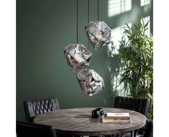 Hanglamp Rocky Chromed 3 lampen - Glas