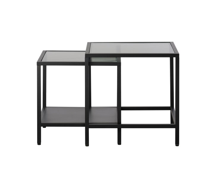 Bijzettafel Bronco set van 2 Metaal glas - Zwart
