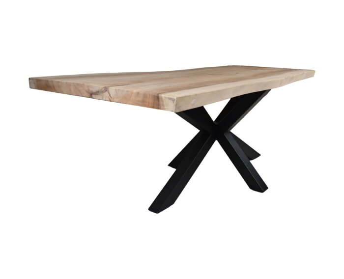 Rechthoekige eettafel - 280x80-100x78 - Naturel/zwart - Munggur/metaal