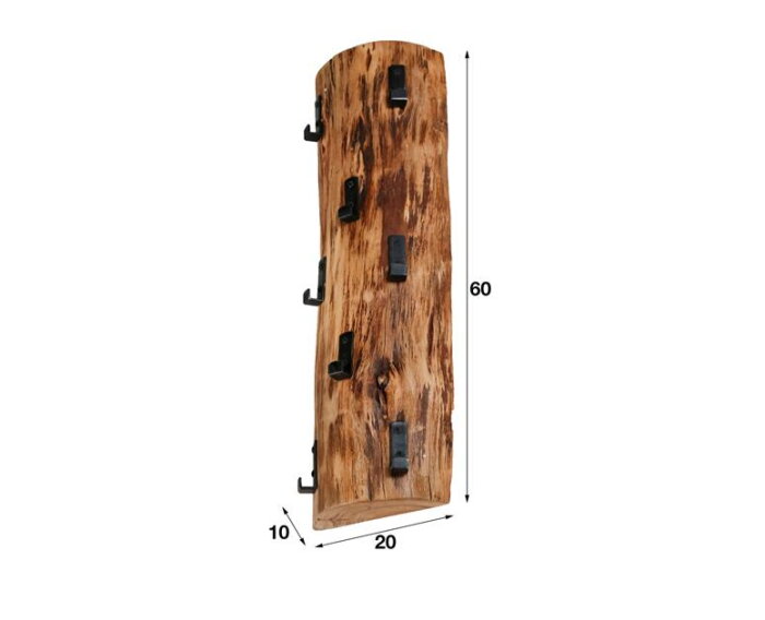 Kapstok boomstam 8 haken - Massief acacia naturel