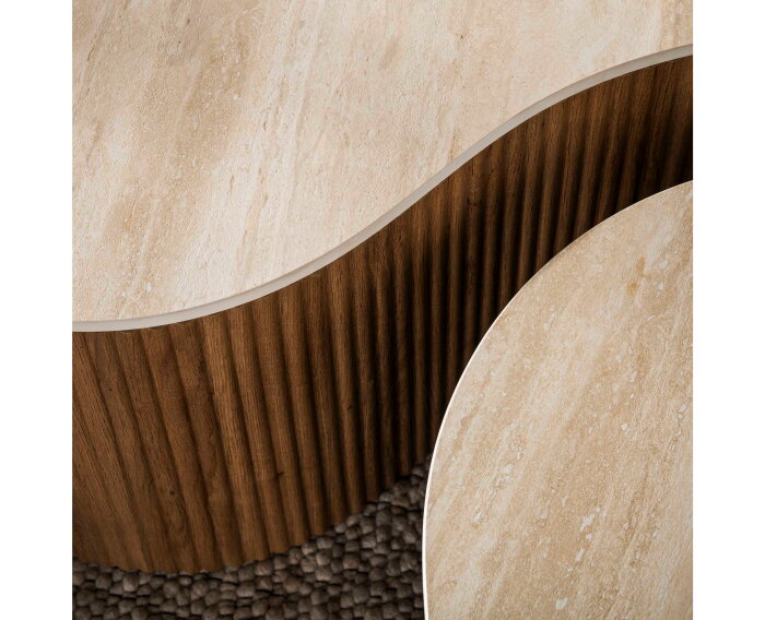 Salontafel Ceramo grande set/2 - 3D keramiek travertin