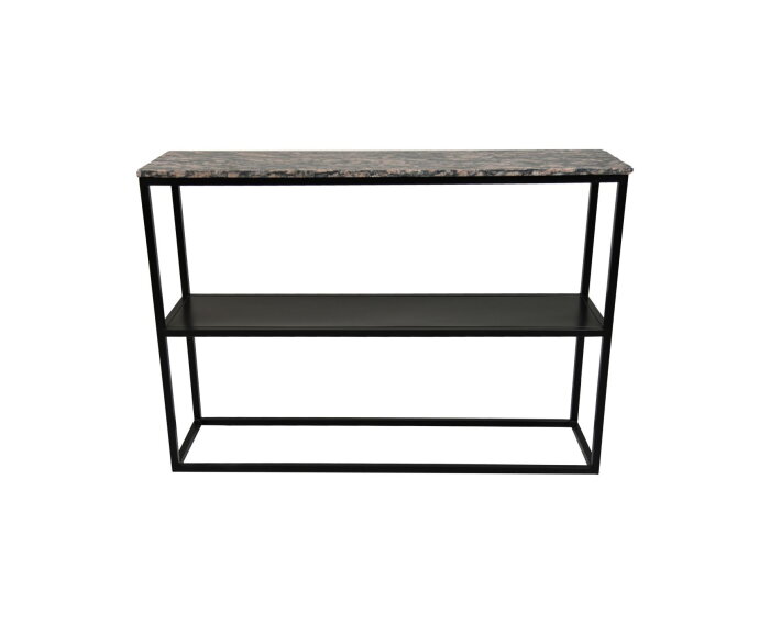 Console tafel Marseille - 120x32x85 - Bruin/zwart - Marmer/metaal