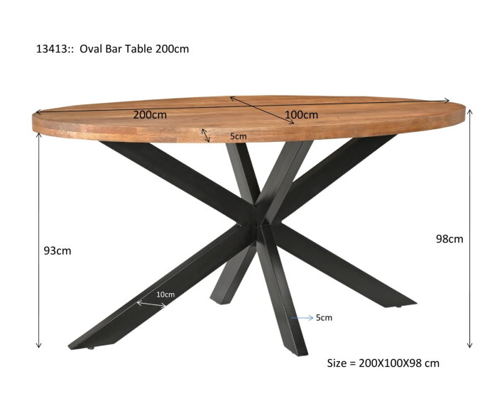 Sturdy Oval Bar 200cm