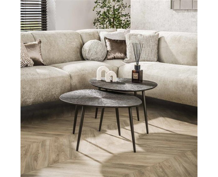 Salontafel set/2 organisch ray metal / Bruin brons - Brons donkerbruin