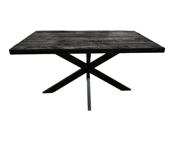 Eettafel zwart 220 cm metalen onderstel