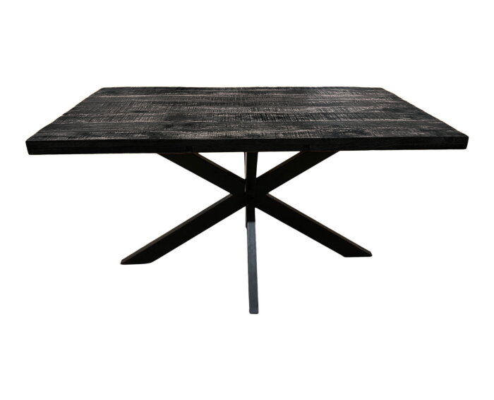 Eettafel zwart 220 cm metalen onderstel