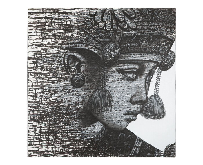Wall Art Balinese girl Komang,100x100 cm, Painting on canvas