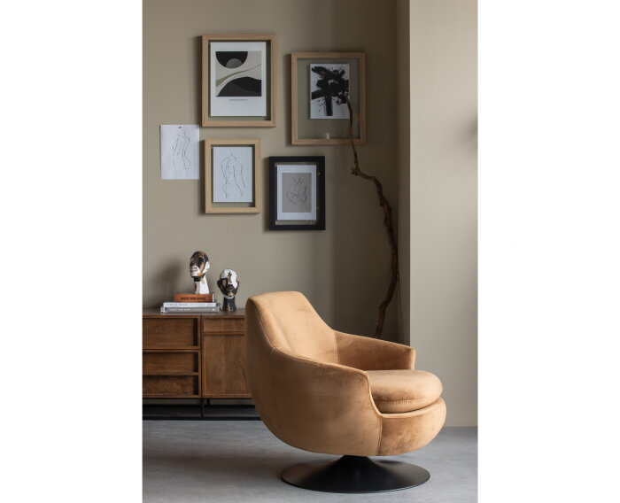 Jada Draaifauteuil Fluweel Bruin - WOOOD Exclusive