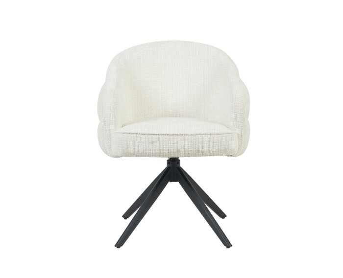 Eetkamerstoel Bella | Off White | Poot Black | Met armleuning