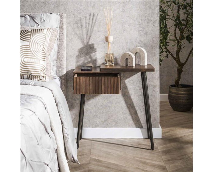 Nachtkastje rechts Carve - Massief acacia drift brown