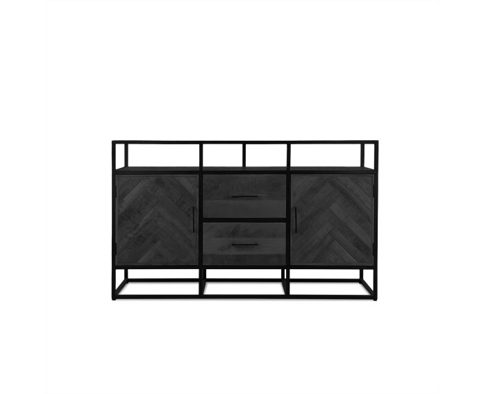 Dressoir Jax visgraat mangohout 150 cm - zwart