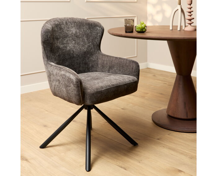 Eetkamerstoel Hanna | Charcoal Brown | Met armleuning