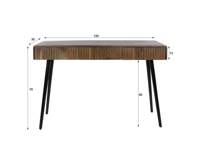 Hal-/kaptafel Carve 3L - Massief acacia bruin