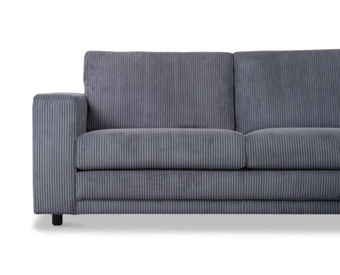 Hoekbank Livaro Antraciet - Zoom 21 Ribstof &ndash; Ottomane Rechts &ndash; 261x204 cm