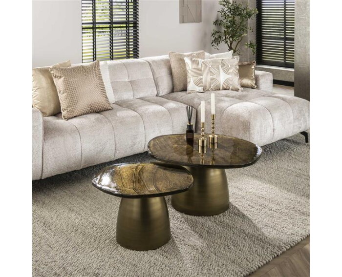 Salontafel set/2 Eclips - Goud antiek finish