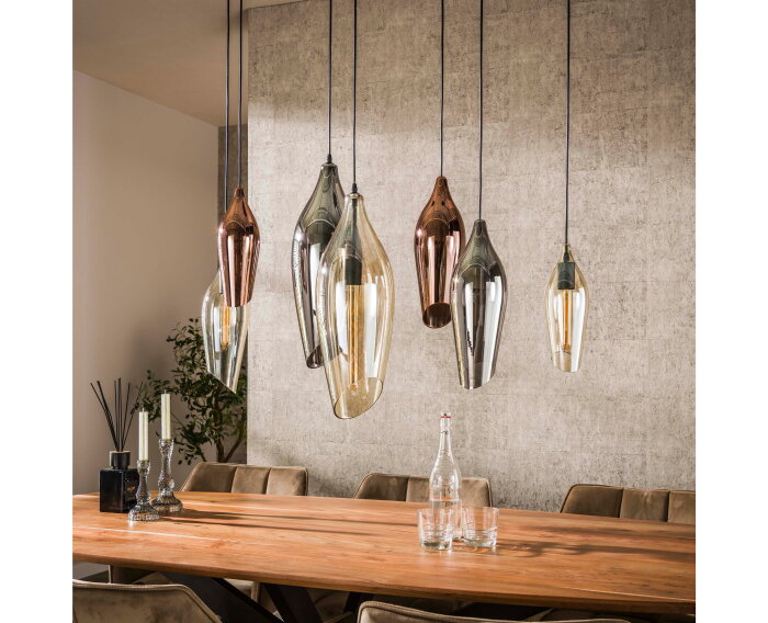 Hanglamp Cocoon mix glass 7 lampen - Zwart