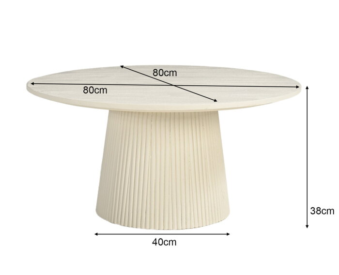 Salontafel Patrice rond set van 2 mangohout 80 cm & 60 cm - crême wit