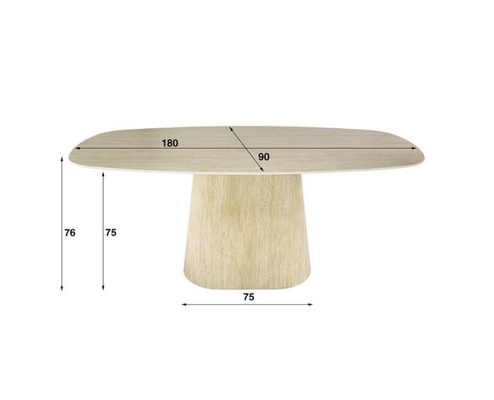 Eettafel 180 Centro - Ceramic Travertine