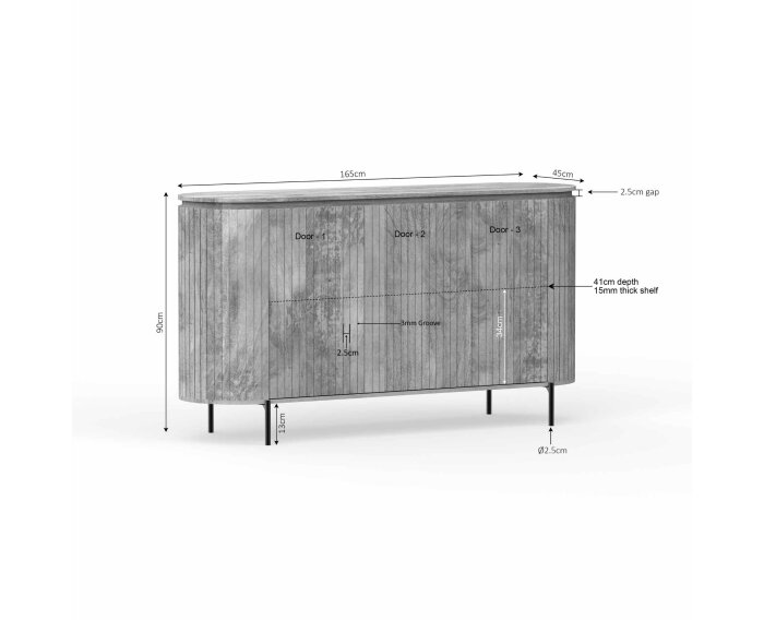 Dressoir Solana | 165 cm | Taupe