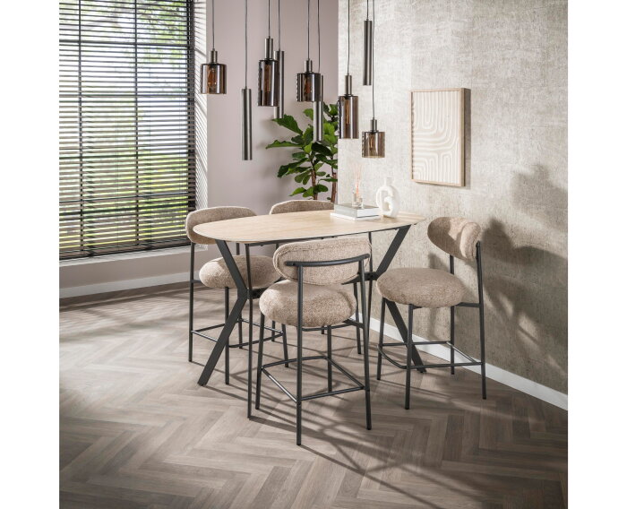Barstoel Aiko japandi - Cargo zand - 48x55x95 cm