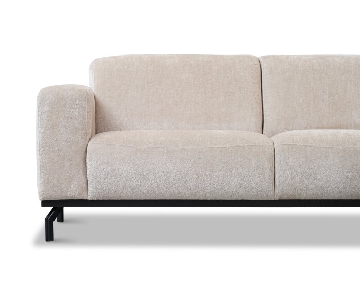 Hoekbank Avani met ottomane rechts - Beige &ndash; 256x188x77 cm &ndash; Modern