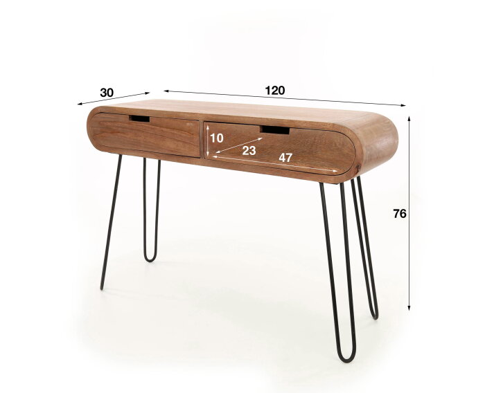 Kaptafel Barrel 120 cm mangohout - zandkleur